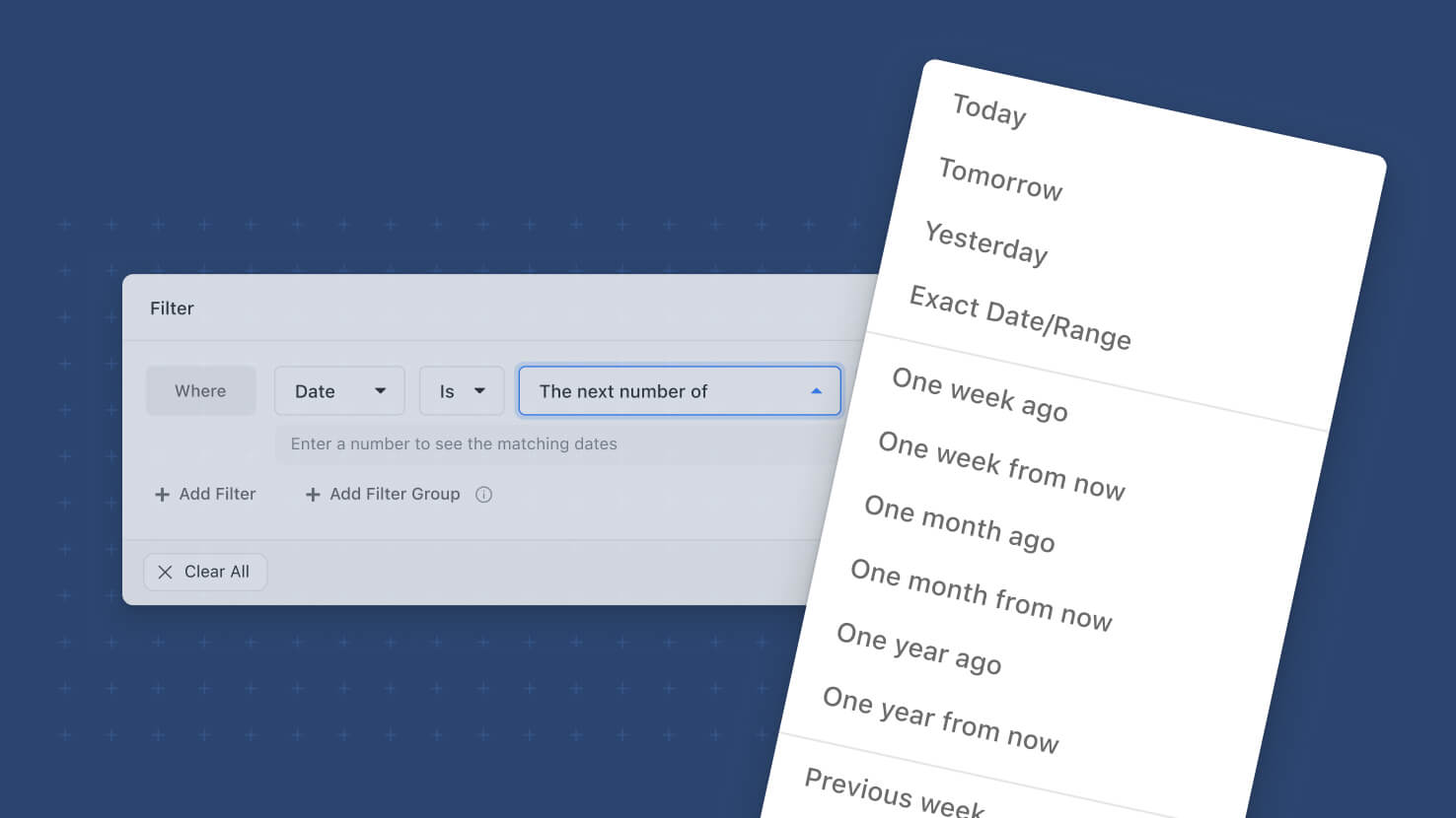 Whats New page - Filter - New options for date fields