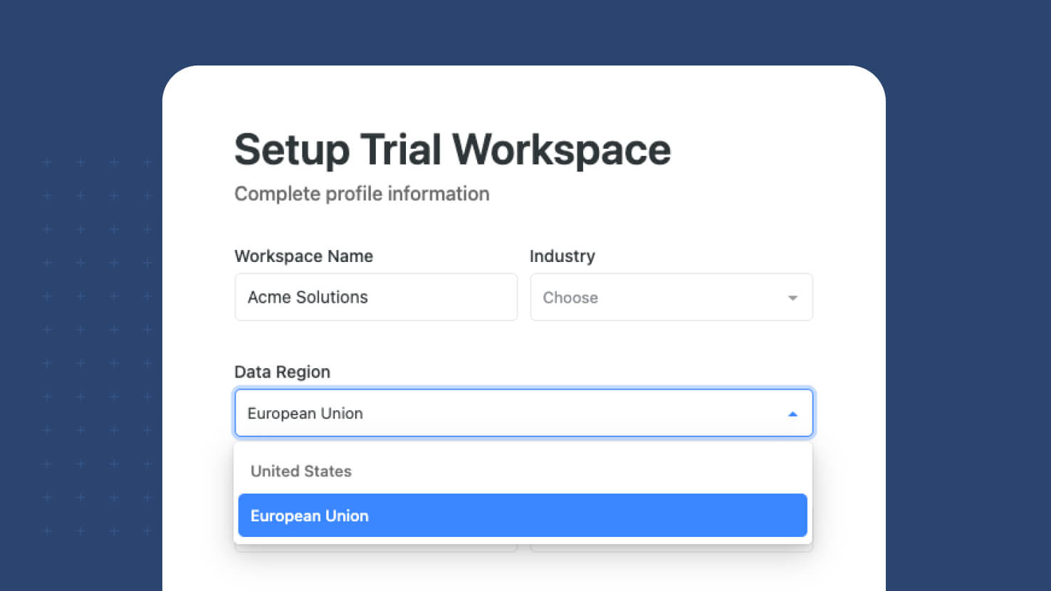 Whats New page - Signup - select data region