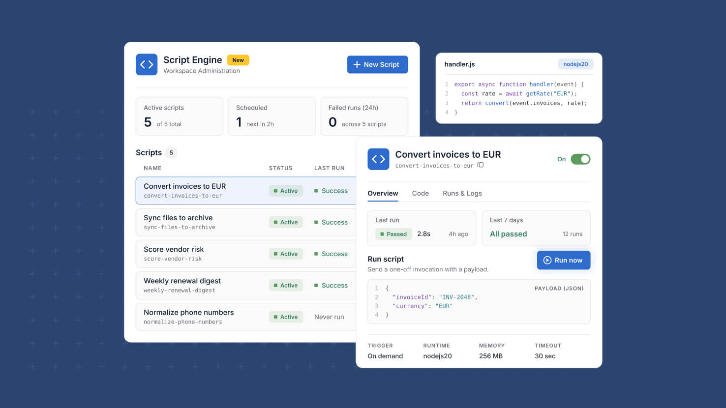 Whats New page - Workspace Administration - Scrpit Engine
